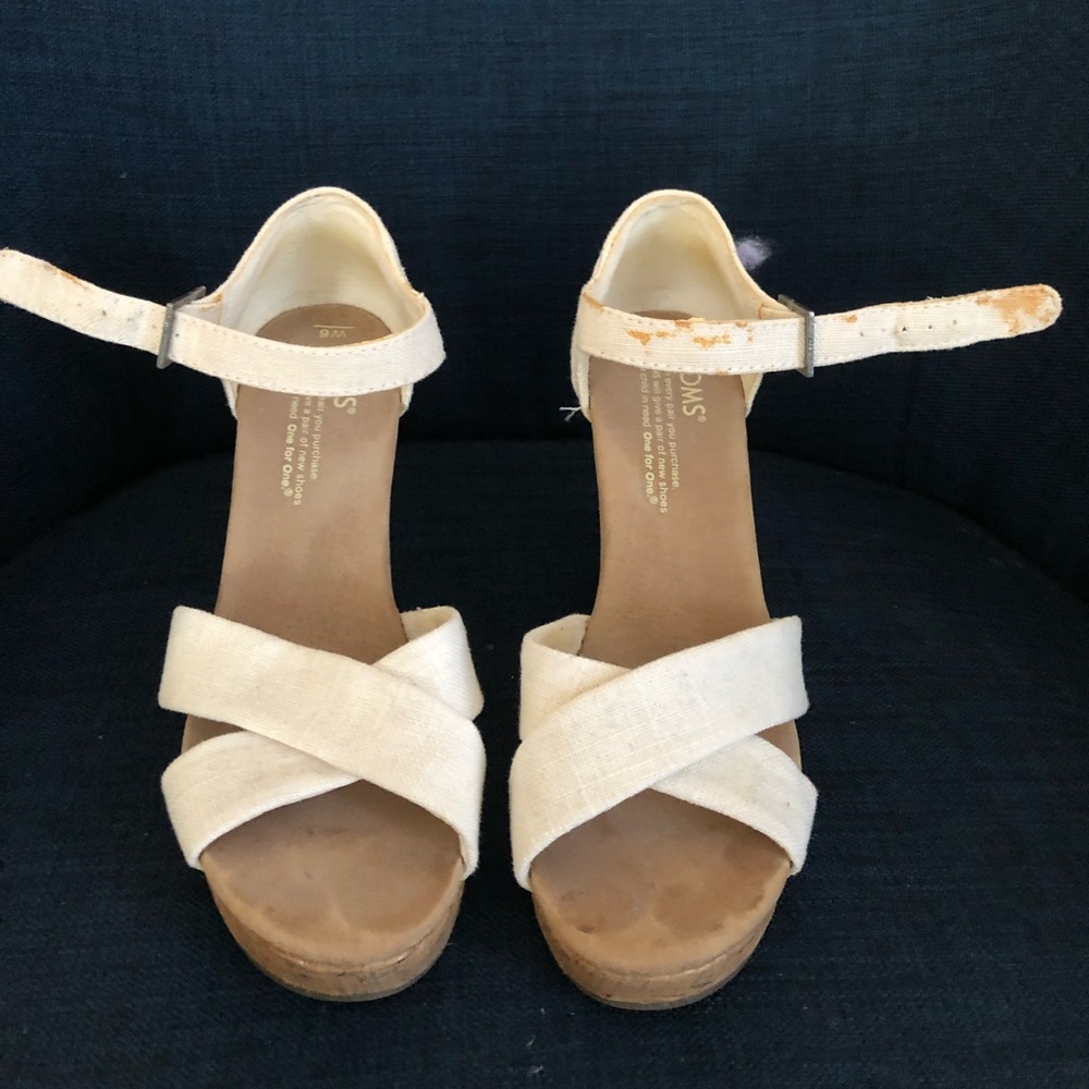 Toms white burlap sandals